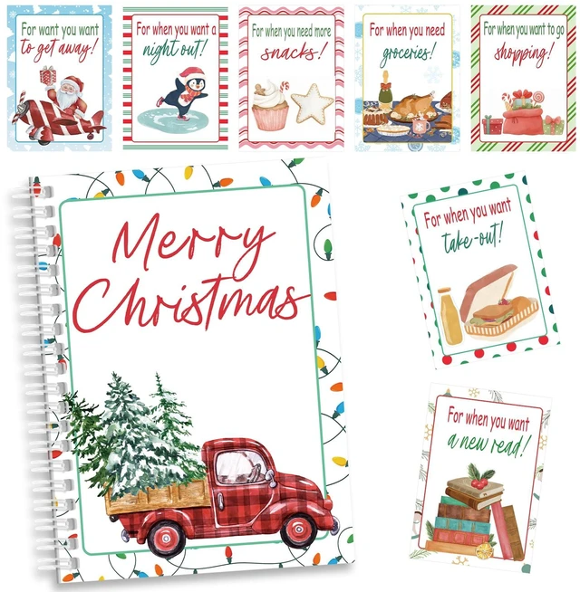 Main image of Christmas Gift Card Book 7 x 5 Inch Merry Christmas Booklet Organizer Greeting Card Album Keeper Personalized Gift for Merry Xmas Party Supplies(1 Pcs,Red Truck)