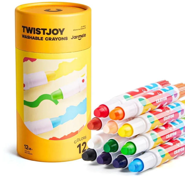 Main image of Jumbo Crayons for Toddlers, 12 Colors TwistJoy Washable Crayon | Ultra-Silky, Non-Toxic, Easy to Hold, Safe for Babies, Children's Gift, Back to School