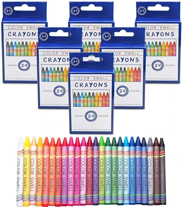 Main image of Bulk Crayons, 6 Packs, 24 Colors Per Pack (144 Total)