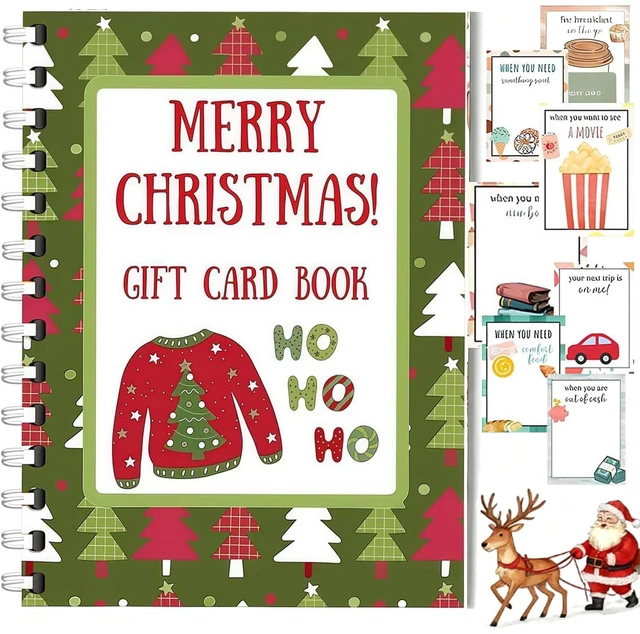 Main image of Christmas Gift Card Book - Surprises On Every Page, DIY Spiral-Bound Merry Christmas College Survival Gift Card Book Holder, DIY Xmas Gifts for Family, Friends (B)