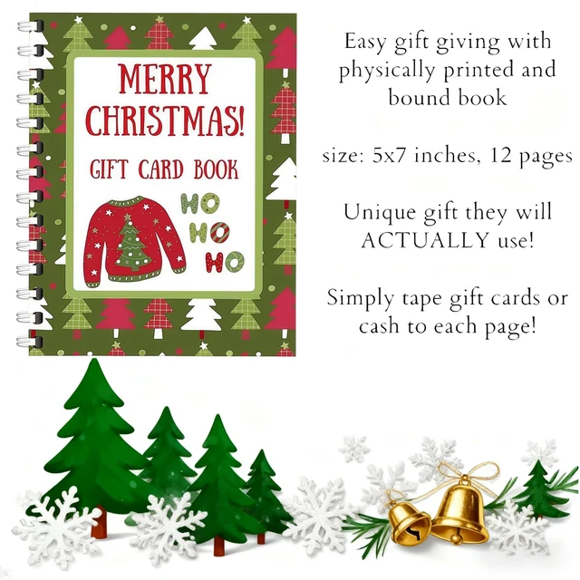 Alt view image 2 of 2 - Christmas Gift Card Book - Surprises On Every Page, DIY Spiral-Bound Merry Christmas College Survival Gift Card Book Holder, DIY Xmas Gifts for Family, Friends (B)