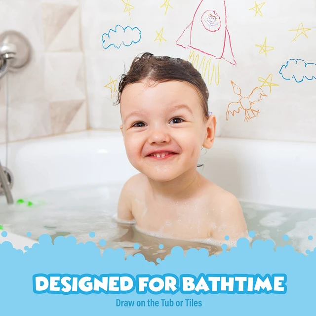 Alt view image 2 of 7 - Smooth Bath Crayons Bath Toy, 12 Pack | Nontoxic, Washable Bath Crayons for Toddlers & Kids | Unique Formula Draws Smoothly & Vividly on Wet & Dry Tub Walls | Hexagon Grip Bathtub Crayons