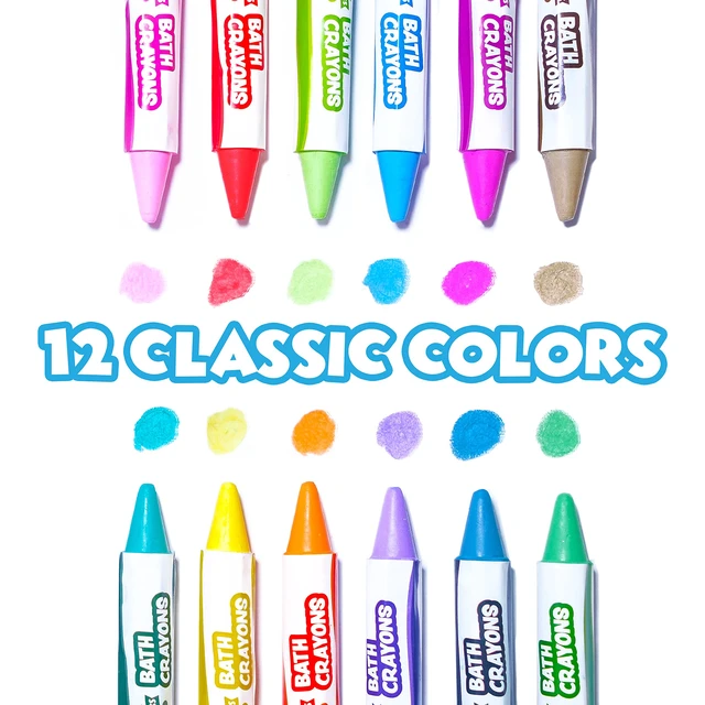 Alt view image 3 of 7 - Smooth Bath Crayons Bath Toy, 12 Pack | Nontoxic, Washable Bath Crayons for Toddlers & Kids | Unique Formula Draws Smoothly & Vividly on Wet & Dry Tub Walls | Hexagon Grip Bathtub Crayons