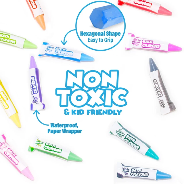 Alt view image 4 of 7 - Smooth Bath Crayons Bath Toy, 12 Pack | Nontoxic, Washable Bath Crayons for Toddlers & Kids | Unique Formula Draws Smoothly & Vividly on Wet & Dry Tub Walls | Hexagon Grip Bathtub Crayons