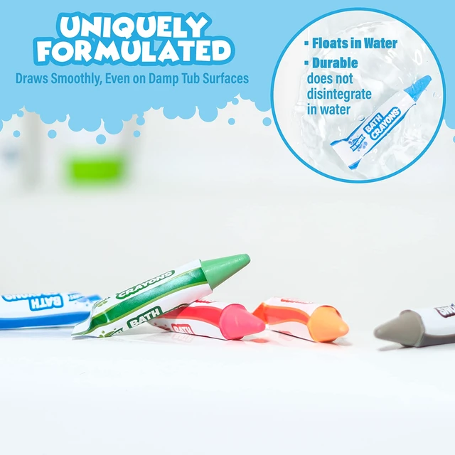 Alt view image 5 of 7 - Smooth Bath Crayons Bath Toy, 12 Pack | Nontoxic, Washable Bath Crayons for Toddlers & Kids | Unique Formula Draws Smoothly & Vividly on Wet & Dry Tub Walls | Hexagon Grip Bathtub Crayons