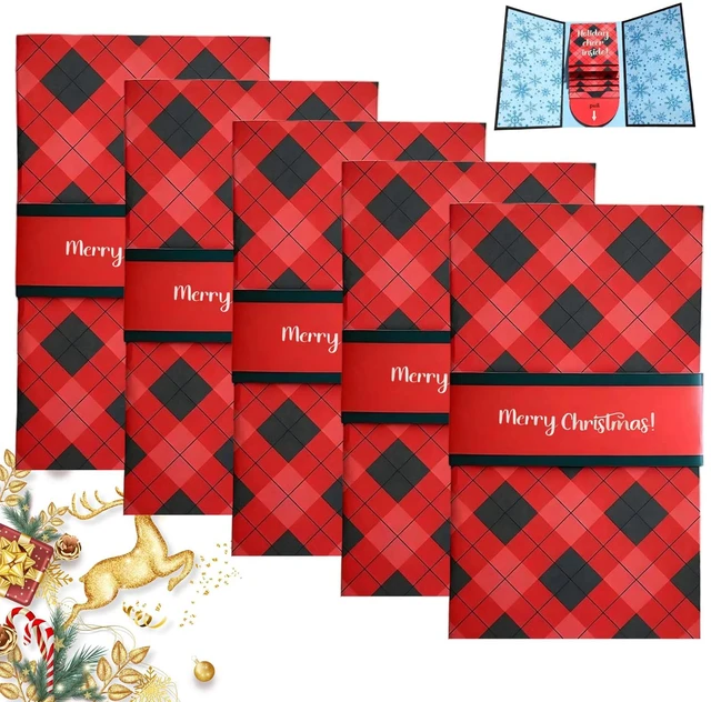 Main image of 5Pcs Handmade Christmas Gift Card Booklet, Handmade ChristmasGift Card Holder Book, Christmas Money Holder Envelope Booklet, DIY XmasGift, Party Gift Supplies