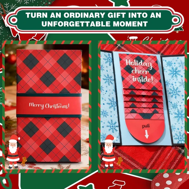 Alt view image 2 of 7 - 5Pcs Handmade Christmas Gift Card Booklet, Handmade ChristmasGift Card Holder Book, Christmas Money Holder Envelope Booklet, DIY XmasGift, Party Gift Supplies