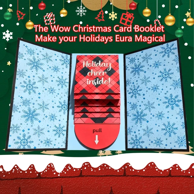 Alt view image 5 of 7 - 5Pcs Handmade Christmas Gift Card Booklet, Handmade ChristmasGift Card Holder Book, Christmas Money Holder Envelope Booklet, DIY XmasGift, Party Gift Supplies