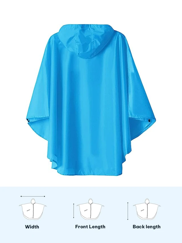 Alt view image 3 of 5 - Lightweight Kids Rain Poncho Jacket Waterproof Outwear Rain Coat Blue X-Large