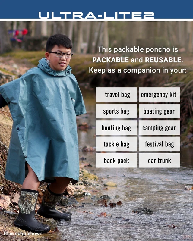 Alt view image 7 of 7 - Ultra-Lite2 Youth Waterproof Breathable Poncho