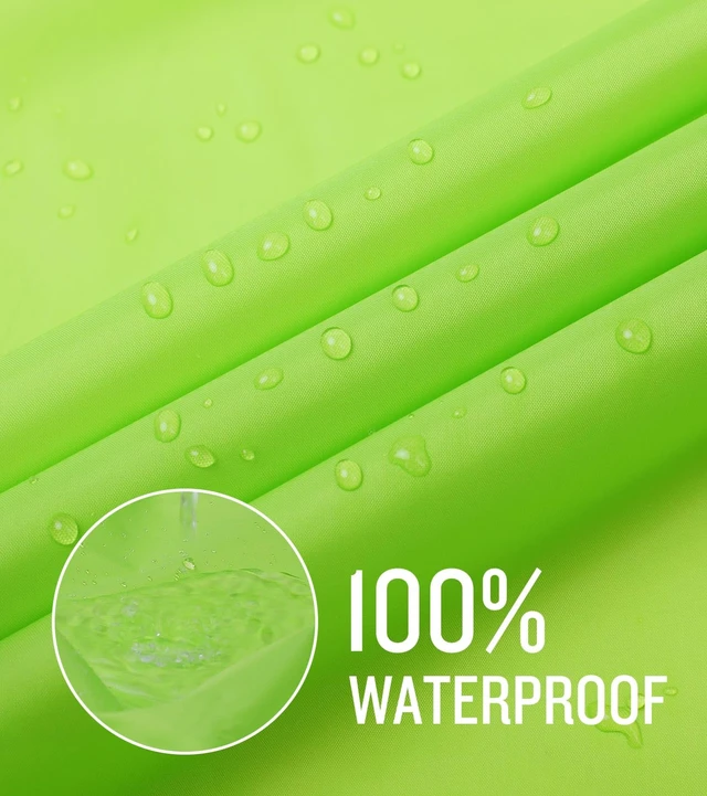 Alt view image 5 of 5 - Lightweight Kids Rain Poncho Waterproof Jacket Zipper Up Rain Coat Green X-Large