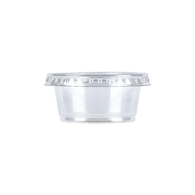 Alt view image 2 of 6 - Disposable Plastic To-Go Cups and Lids, Mini, 2oz, 50 Count, BPA Free, for Condiment, Salad Dressing, Sauces, Jello Shots