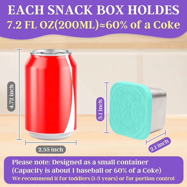 Alt view image 3 of 7 - Stainless Steel Snack Containers for Kids,7.2oz Easy Open Leak Proof Reusable Snack Box Container with Lids,Small Lunch Containers for Meal Prep,School,Picnic and Travel-3Pack