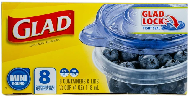 Alt view image 2 of 5 - GladWare Mini Round Food Storage Containers with Lids, 4 Oz, 8 Count | BPA-free plastic, lock-tight seal, reusable and stackable, snacks and portion control
