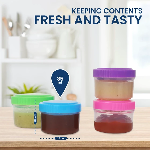 Alt view image 2 of 7 - Condiment Containers with Screw Lids (4-Piece) - Reusable Leakproof Salad Dressing Containers to go - Small Mini Food Storage Cups for Lunch, Dishwasher Friendly, 1.4-Ounce