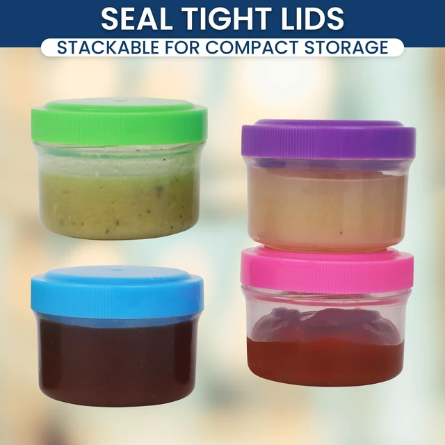 Alt view image 3 of 7 - Condiment Containers with Screw Lids (4-Piece) - Reusable Leakproof Salad Dressing Containers to go - Small Mini Food Storage Cups for Lunch, Dishwasher Friendly, 1.4-Ounce