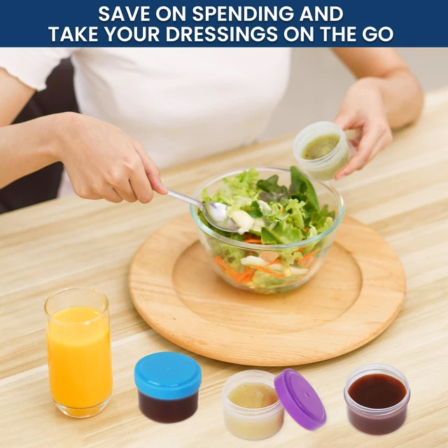 Alt view image 4 of 7 - Condiment Containers with Screw Lids (4-Piece) - Reusable Leakproof Salad Dressing Containers to go - Small Mini Food Storage Cups for Lunch, Dishwasher Friendly, 1.4-Ounce