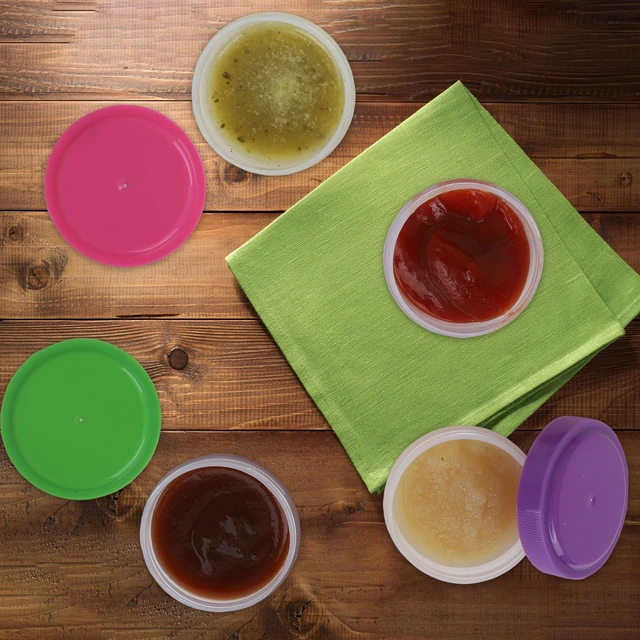 Alt view image 6 of 7 - Condiment Containers with Screw Lids (4-Piece) - Reusable Leakproof Salad Dressing Containers to go - Small Mini Food Storage Cups for Lunch, Dishwasher Friendly, 1.4-Ounce