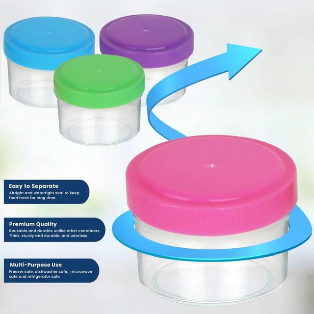 Alt view image 5 of 7 - Condiment Containers with Screw Lids (4-Piece) - Reusable Leakproof Salad Dressing Containers to go - Small Mini Food Storage Cups for Lunch, Dishwasher Friendly, 1.4-Ounce