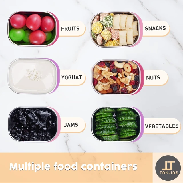 Alt view image 6 of 7 - Small (1 CUP) Stainless Steel Snack Containers for Kids | Easy Open Leak Proof Food Containers with Silicone Lids - Perfect Metal Toddler Lunch Box for Daycare and School (8oz)