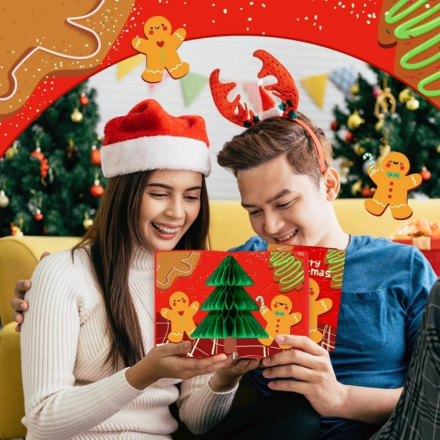 Alt view image 4 of 6 - 6 Slots 3D Honeycomb Christmas Gift Card Booklet with Envelopes | Gingerbread Christmas Gift Card Money Holders with Envelopes Surprise Cash Gift Card Holder for Xmas Party Supplies