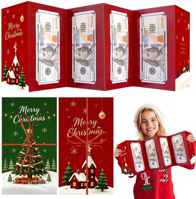 Main image of 2Pcs Christmas Money Holders for Cash & Gift Card Holders | Christmas Christmas Gift Card Book, Ideal for Christmas Stockings, Gift boxes or Envelopes, Surprise Xmas Gifts