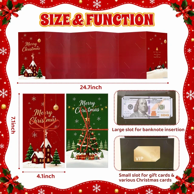 Alt view image 2 of 5 - 2Pcs Christmas Money Holders for Cash & Gift Card Holders | Christmas Christmas Gift Card Book, Ideal for Christmas Stockings, Gift boxes or Envelopes, Surprise Xmas Gifts