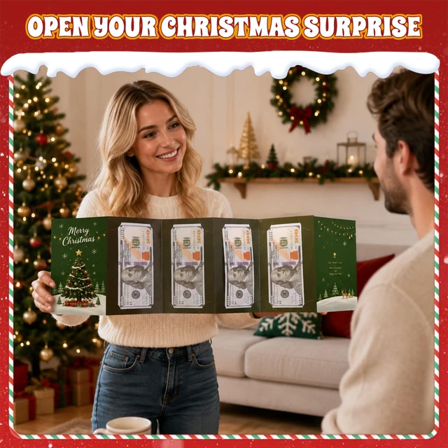 Alt view image 3 of 5 - 2Pcs Christmas Money Holders for Cash & Gift Card Holders | Christmas Christmas Gift Card Book, Ideal for Christmas Stockings, Gift boxes or Envelopes, Surprise Xmas Gifts