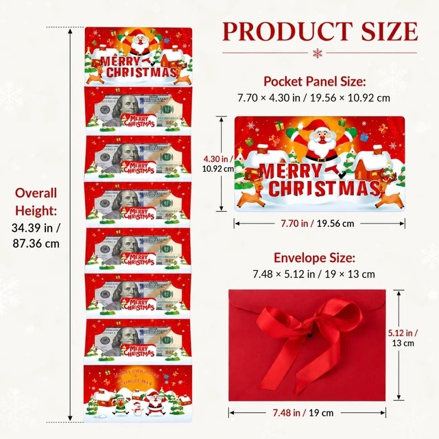Alt view image 2 of 7 - Christmas Gift Card Book for Adults, Money Holder for Cash Gift | Paper Multi-Slot Holder, 34.39 In, For Money Gift Ideas, Cash Gift Ideas And Gift Envelopes For Cash Christmas Gifting
