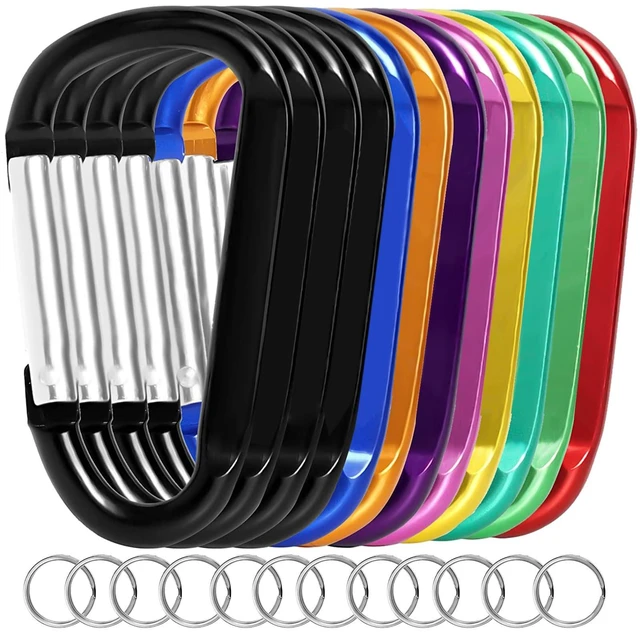 Main image of 12PCS Carabiner Keychain Clip - 3" Aluminum Caribeener Key Clip,D Ring Shape Nonlocking Carabeaner Hook Buckle,Multi-Function Spring Snap Key Clips Tool for Home,Camping,Hiking,Traveling,Backpack