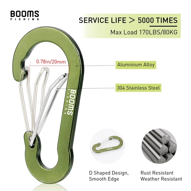 Alt view image 2 of 7 - CC5 Multi-Use Carabiner Clips, 10 Pack 2.7" Small Caribeener Clips, Mini Keychain Caribeaner Clip, Aluminum D Ring Carabiners, Green