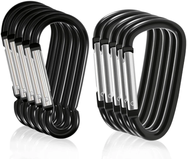 Main image of 3 Inch Black Carabiner Clip Light Duty, 10 Pack Aluminum Carabiner, D Ring Carbineers Clip Keychain for Keys Camping Boating Backpack