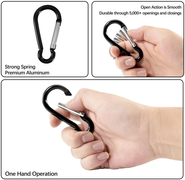 Alt view image 2 of 7 - 3 Inch Black Carabiner Clip Light Duty, 10 Pack Aluminum Carabiner, D Ring Carbineers Clip Keychain for Keys Camping Boating Backpack