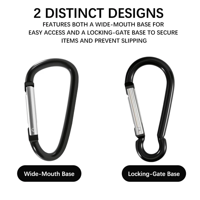Alt view image 5 of 7 - 3 Inch Black Carabiner Clip Light Duty, 10 Pack Aluminum Carabiner, D Ring Carbineers Clip Keychain for Keys Camping Boating Backpack
