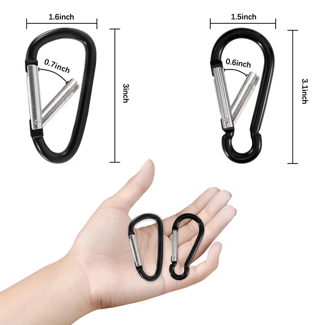 Alt view image 7 of 7 - 3 Inch Black Carabiner Clip Light Duty, 10 Pack Aluminum Carabiner, D Ring Carbineers Clip Keychain for Keys Camping Boating Backpack