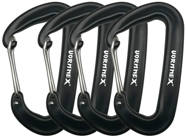Main image of 12KN Aluminum Carabiner Clip 4 Pack for Hammocks, 2700lbs Heavy Duty Large Clipping On Camping Accessories, Water Bottle,Backpacking and More - Black