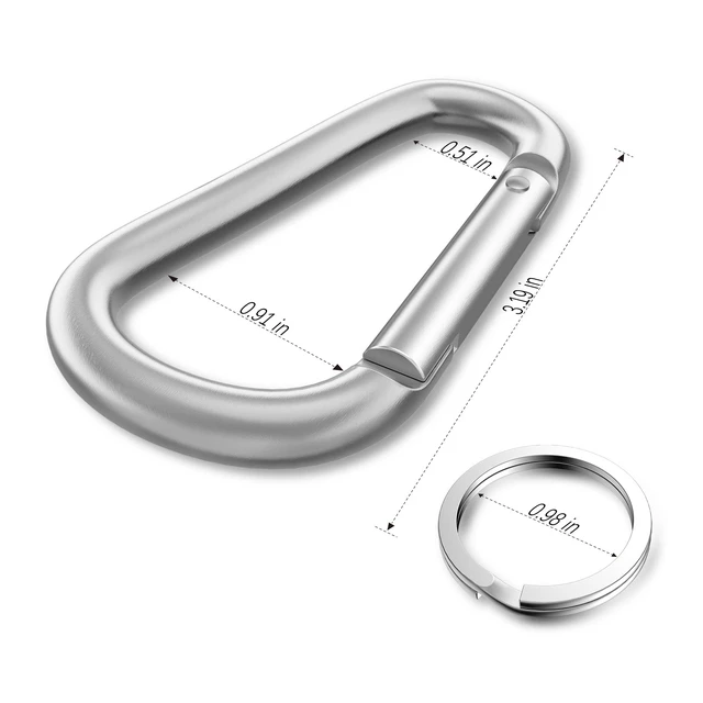 Alt view image 2 of 7 - 3" Aluminum Carabiner D Ring, Keychain Spring Snap Hooks 10 Pack | Multipurpose Key Clips for Bag Buckle, Backpack, Water Bottle, Dog Leash, Camping, Hiking, Fishing & Outdoor Accessories