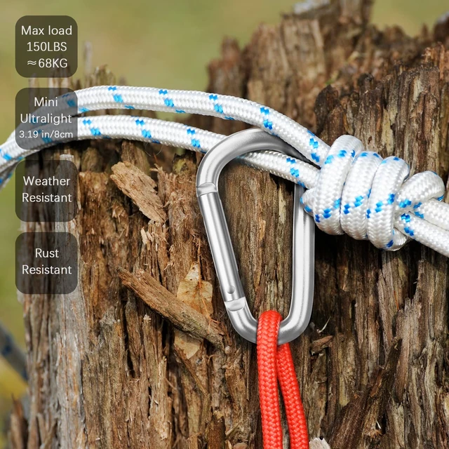 Alt view image 5 of 7 - 3" Aluminum Carabiner D Ring, Keychain Spring Snap Hooks 10 Pack | Multipurpose Key Clips for Bag Buckle, Backpack, Water Bottle, Dog Leash, Camping, Hiking, Fishing & Outdoor Accessories