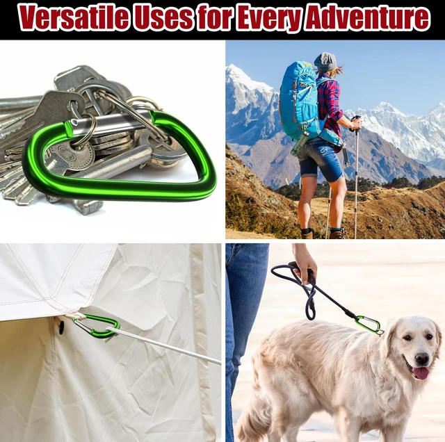 Alt view image 7 of 7 - 5" Large Aluminum Carabiner Clips D Ring, Heavy Duty Snap Hooks | Multipurpose Spring Snap Hooks for Hammock, Large Dog Leash, Backpack, Gym, Camping, Hiking, Keychain & Boat, Set of 4
