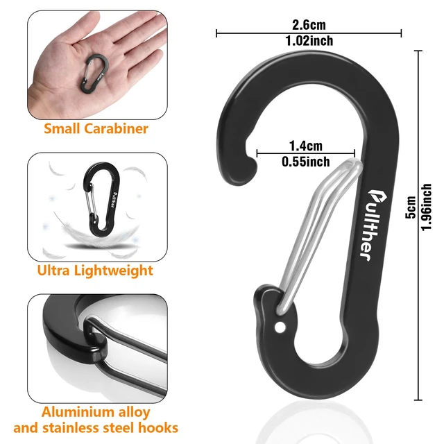Alt view image 2 of 5 - Aluminum Carabiner Clips- Set of 20,Carabiner Clip 2 inch