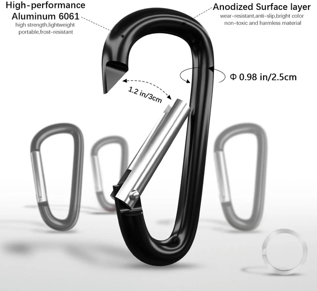 Alt view image 4 of 7 - 5" Large Aluminum Carabiner Clips D Ring, Heavy Duty Snap Hooks | Multipurpose Spring Snap Hooks for Hammock, Large Dog Leash, Backpack, Gym, Camping, Hiking, Keychain & Boat, Set of 4