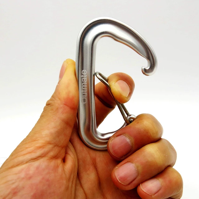 Alt view image 4 of 5 - 12kN 3.2"x2" Heavy-Duty Carabiner Clips - Durable, Lightweight Aluminum Alloy Carabiners for Hiking, Camping, Keychains, Dog Leashes, Hammocks & More(Wire gate,2 Silver)