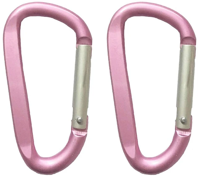 Main image of Large Carabiners Keychain 3" Aluminum D Shape Premium Durable D-Ring Carabiner Clip Hook Camping Accessories Snap Link Key Chain Durable Improved Design (2pcs Pink)