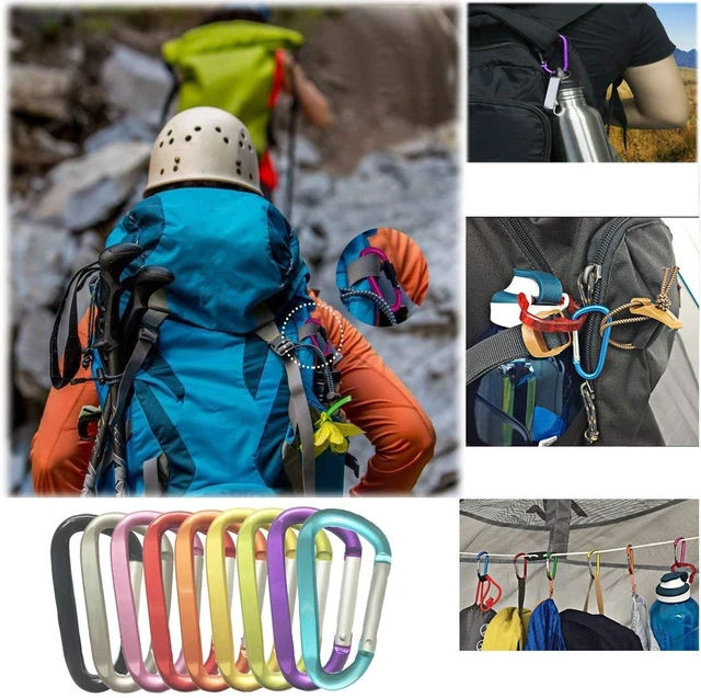 Alt view image 5 of 5 - Large Carabiners Keychain 3" Aluminum D Shape Premium Durable D-Ring Carabiner Clip Hook Camping Accessories Snap Link Key Chain Durable Improved Design (2pcs Pink)
