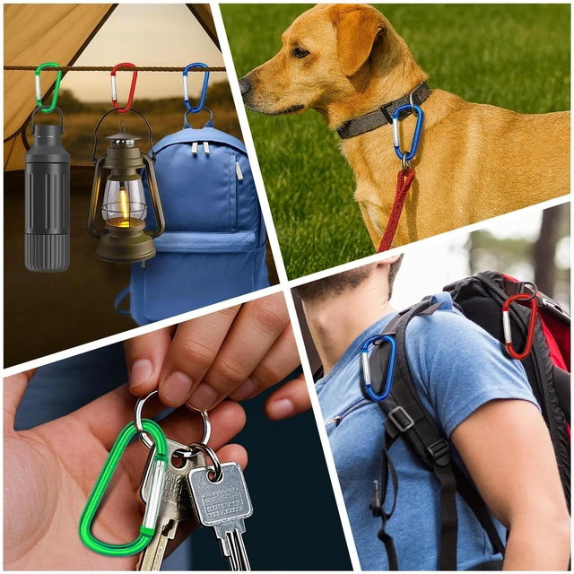 Alt view image 7 of 7 - Carabiner Clip Multi Size Pack, Aluminum Carabiner Includes Small 2 Inch Carbineers, Medium 2.3" D Ring Clip, Large 3 Inch Caribiner Heavy Duty for Backpack (Assorted Sizes-Assorted Colors 12pcs)