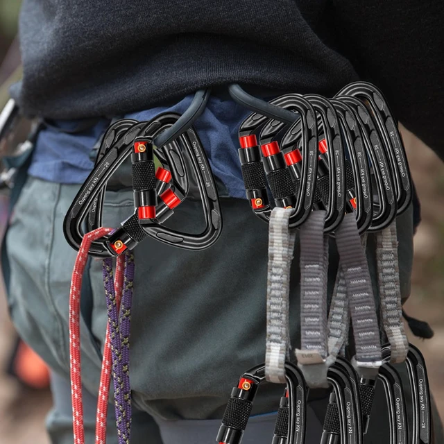Alt view image 6 of 7 - Auto Locking Carabiner Clips - 28KN (6172lbs) Heavy Duty Caribeaners 2PCS Large Carabiner Clip for KeychainsHammockCamping, Gym, Hiking, Outdoor Dog Leash