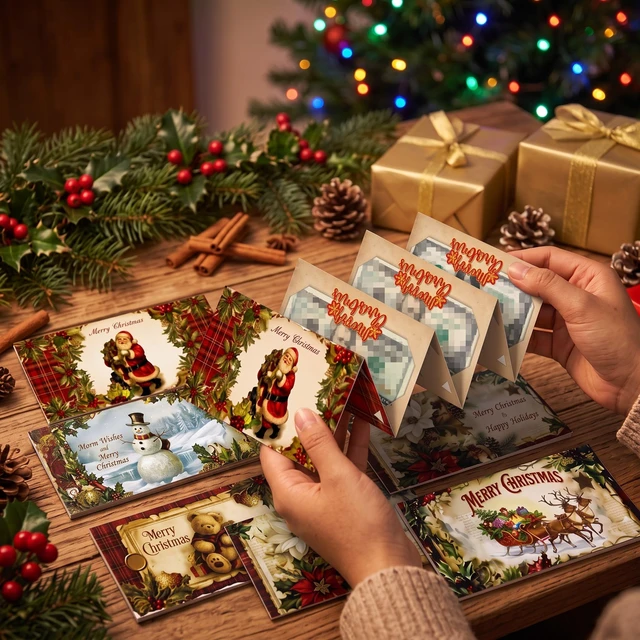 Alt view image 4 of 7 - 6 Pcs Vintage Christmas Money Holders for Cash Gift Card Book | Christmas Money Cards Booklet with Envelopes, Santa Cash Gift Holders 6 Slots, for Xmas Adults Holiday Party Supplies