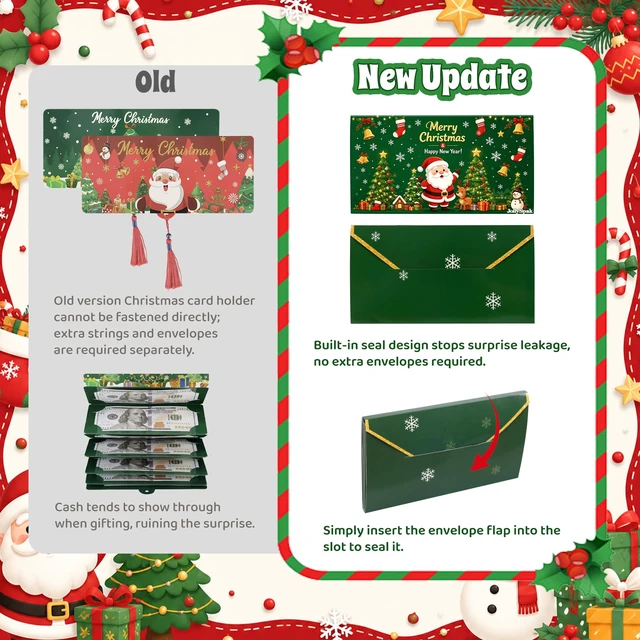 Alt view image 5 of 6 - New 6Pcs Christmas Money Holders for Cash & Gift Card Holders | Christmas Cash Gift Envelopes 6 Slots, Self-sealing Design, No Extra Envelope Surprise Gifts Card Cash Holders Xmas Party
