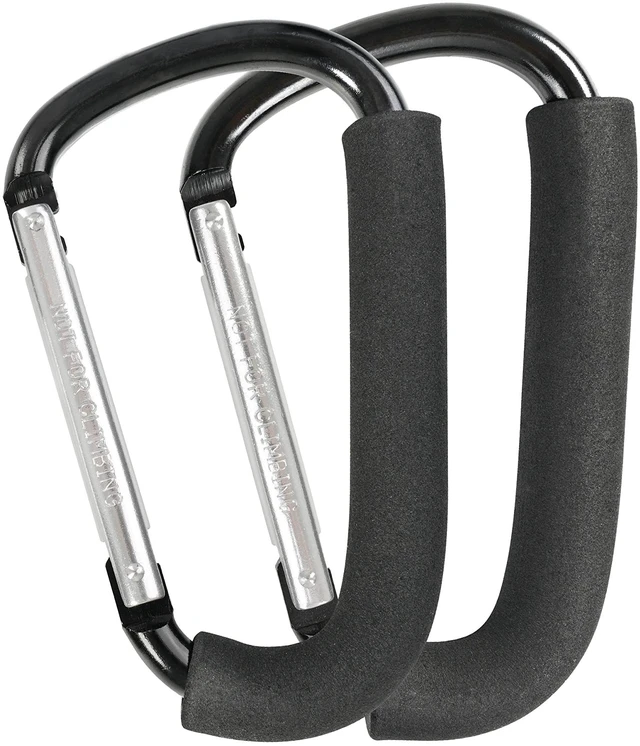 Main image of Stroller Hooks, 6.3" Large Stroller Clip, 2 Pack Stroller Hooks for Hanging Bags and Shopping, Stroller Accessories for Mommy, Large Carabiner