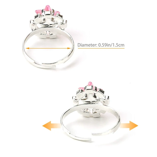 Alt view image 3 of 6 - 12 pcs Girls Crystal Adjustable Rings, Princess Jewelry Finger Rings with Heart Shape Box, Girl Pretend Play and Dress up Rings for Children Kids Little Girls - Random